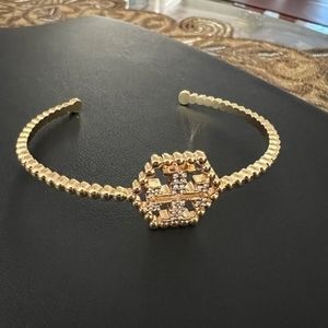 Tory Burch Hexagon Paved Cuff Bracelet